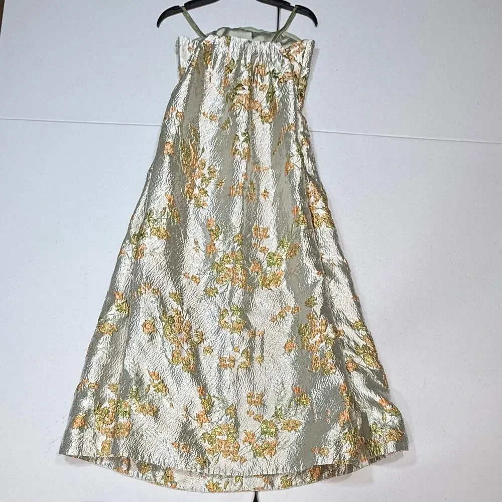Staud Kennedy jacquard metalic floral midi dress Size 0 - Picture 11 of 12
